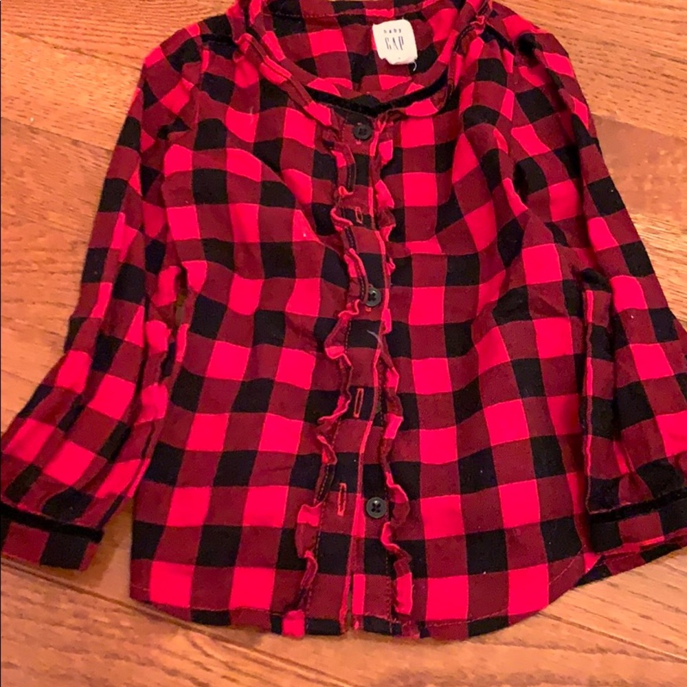 Gap toddler girl buffalo plaid button up size 2T